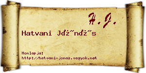 Hatvani Jónás névjegykártya