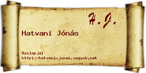Hatvani Jónás névjegykártya