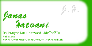 jonas hatvani business card